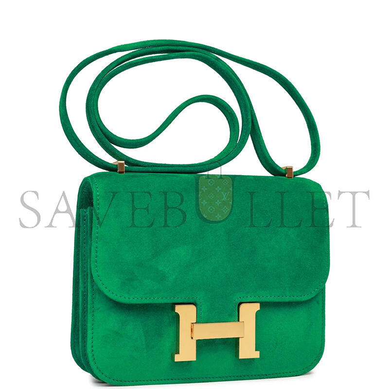 HERMES CONSTANCE 18 CACTUS DOBLIS SUEDE GOLD HARDWARE (18*15*4cm)